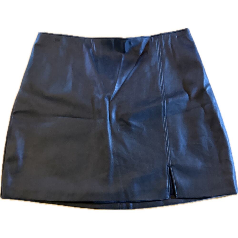 Hollister Skirt Womens Size L Black High-Rise Faux Leather Mini Zip